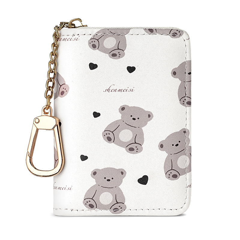The new cute and sweet cartoon bear "Wandering Buckle" coin purse features a multi-slot card holder for storing bank cards Item Picture