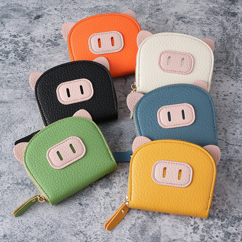 New popular organ card case for girls, lightweight student, piggy zipper, multi-slot card holder, soft pickup clamp, coin purse full figure