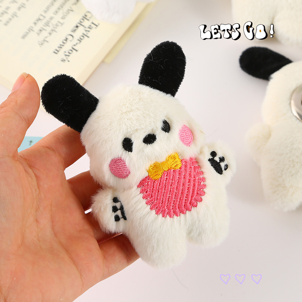 Cartoon plush bibs, dog pendants, girlish schoolbags, bag pendants, long-haired creative dolls, plush little figurines Specification drawing