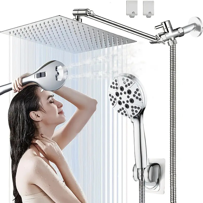 Cross-border bestseller: Stainless steel ABS top-spray multi-functional handheld complete shower head set, shower pressurized concealed shower head full figure