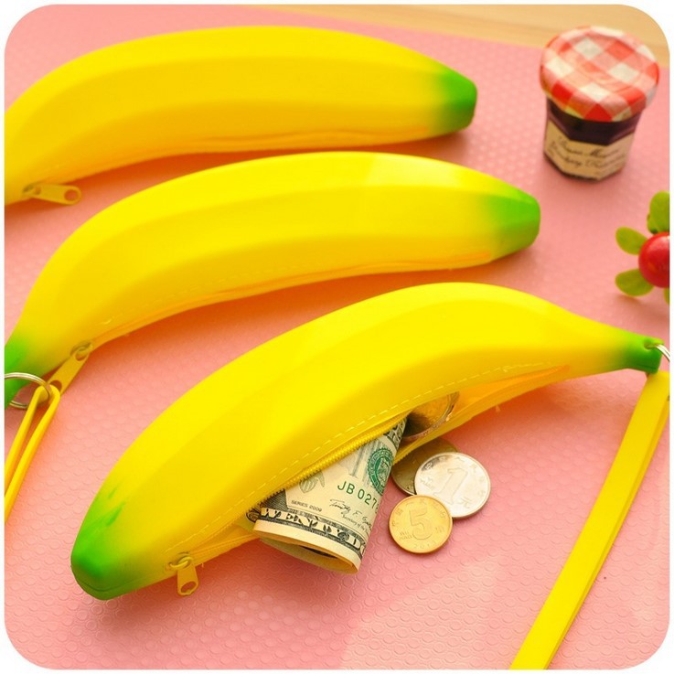 Creative zipper cute mini silicone coin purse, Korean version female student banana hand-held coin purse, money bag full figure