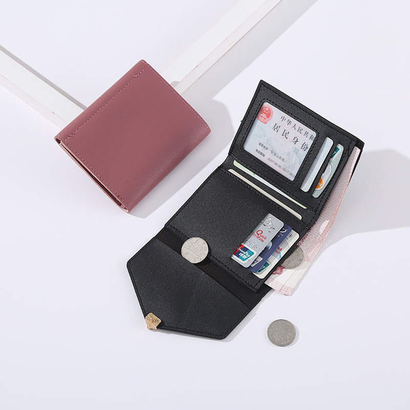 Wholesale of 2021 new style wallets for female junior high school students, short and fashionable Korean-style hand-held bags in solid colors and versatile wallets Specification drawing