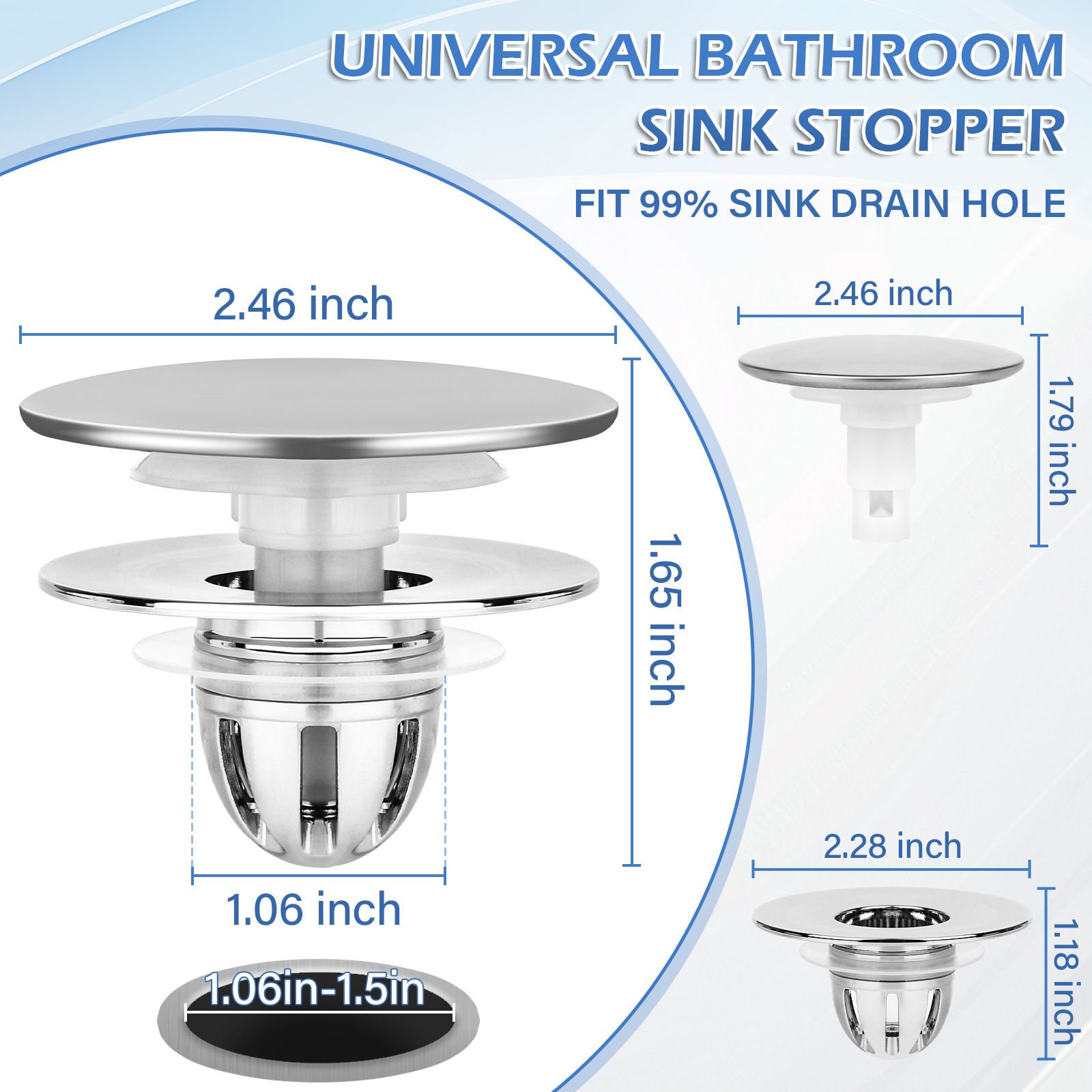 Large manufacturer of washbasin magnetic bounce water-blocking filter, bathroom sink plug cover and downspout, bulk supply and direct sales Specification drawing