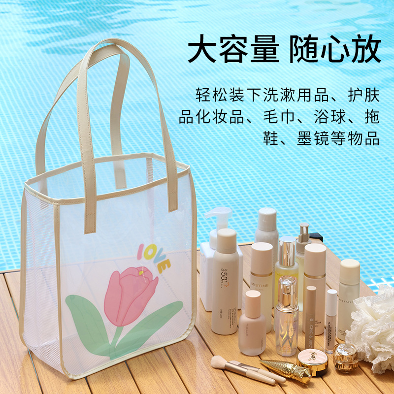 Summer high appearance level travel portable swimming transparent PVC jelly beach bag, large capacity single-shoulder bag wholesale Application Scenario