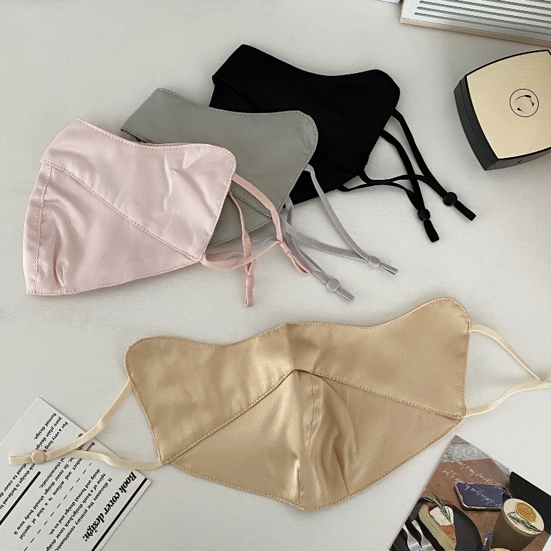 Light and thin summer silk mulberry silk sun protection mask for going out to block ultraviolet rays, face mask with eye protection corners, soft face mask for women full figure