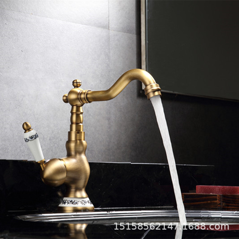 All-copper creative sink, faucet, sink, antique faucet, kitchen hot and cold water faucet, washbasin and vegetable basin faucet Application Scenario