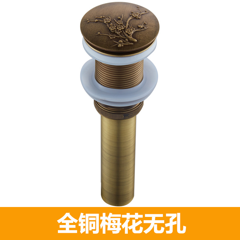 All-copper European-style washbasin drain, pop-up washbasin, washbasin accessories, antique black and gold anti-odor drainage pipe Item Picture