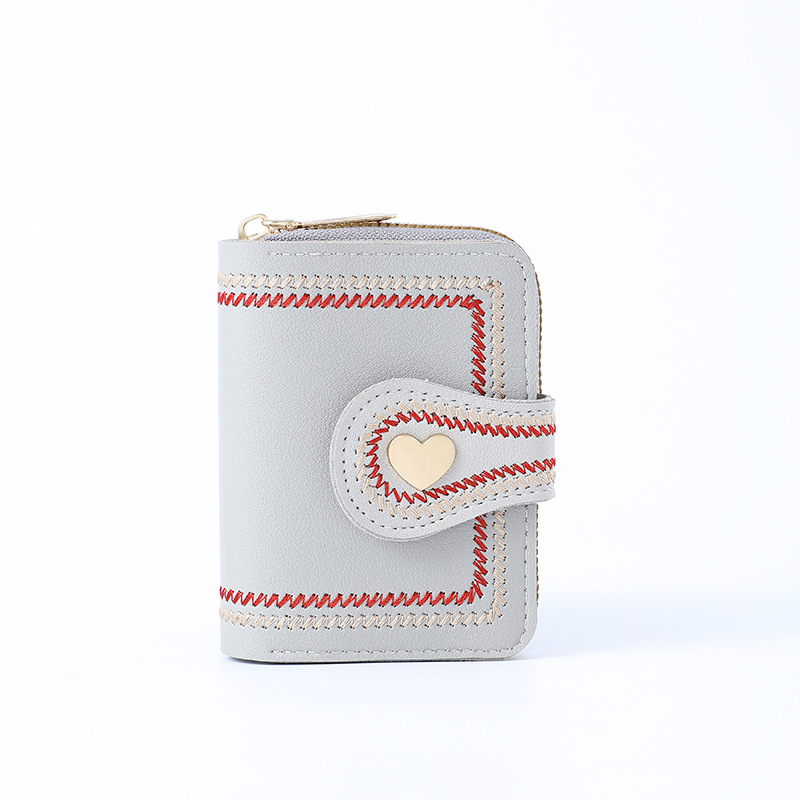 New women's wallet short solid color card bag 2024 Spring Wallet button zipper coin purse wholesale Item Picture