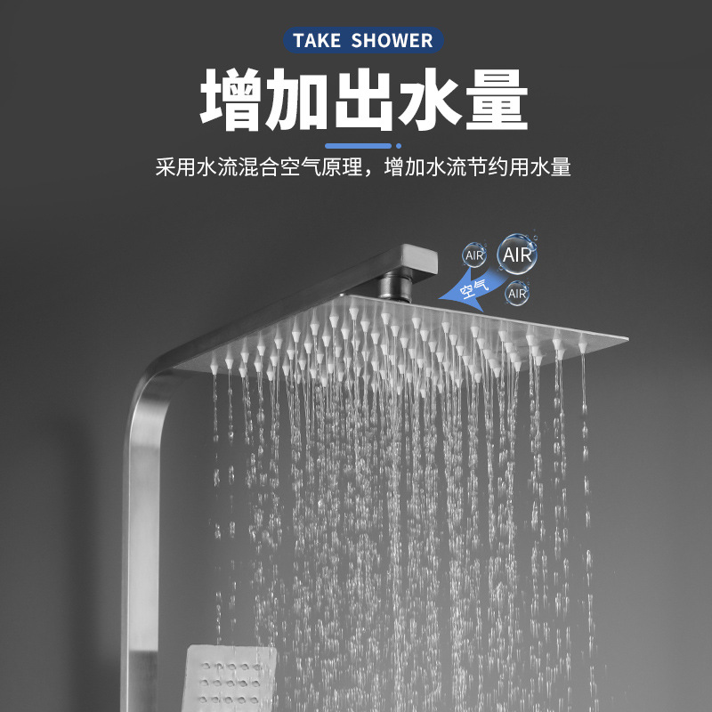 Wholesale of 304 stainless steel brushed square shower heads from cross-border sources, multi-functional square shower head sets Application Scenario
