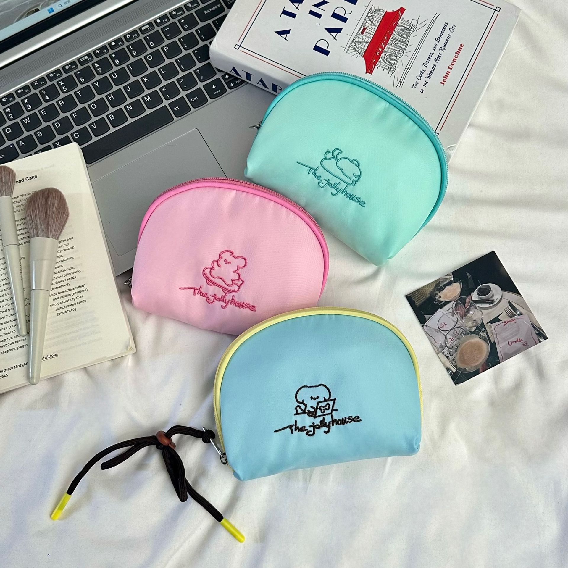 Line Puppy Semi-circular Cosmetic Bag for Women 2025 New portable mini cartoon storage bag for cosmetics details Picture