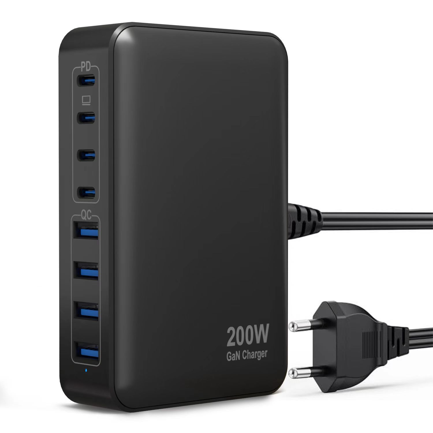 200W gallium nitride charger, 20V5A high-power universal desktop charging station for mobile phones, tablets and laptops, 300W full figure