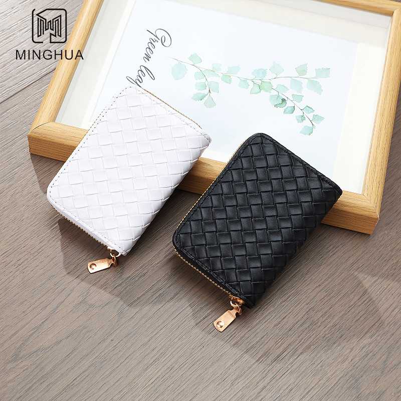 Wholesale of short and simple woven women's wallets, winter wallets, cross-border patterned zipper coin purps details Picture