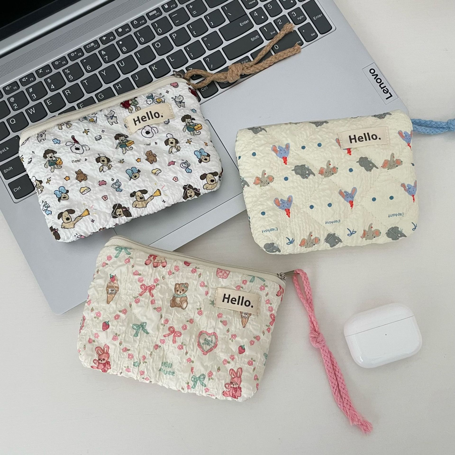 Cute quilted cotton-padded coin purse for women 2025 new mini portable travel port red envelope and miscellaneous storage bag card case Specification drawing