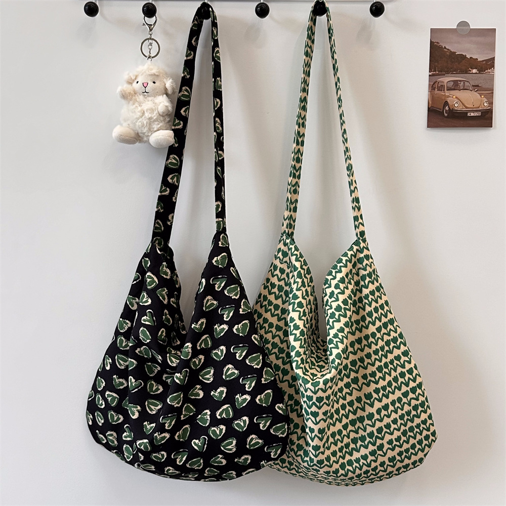 4481 Korean-style floral bag, thin cotton bag, large capacity, retro single-shoulder crossbody bag, artistic underarm bag Specification drawing