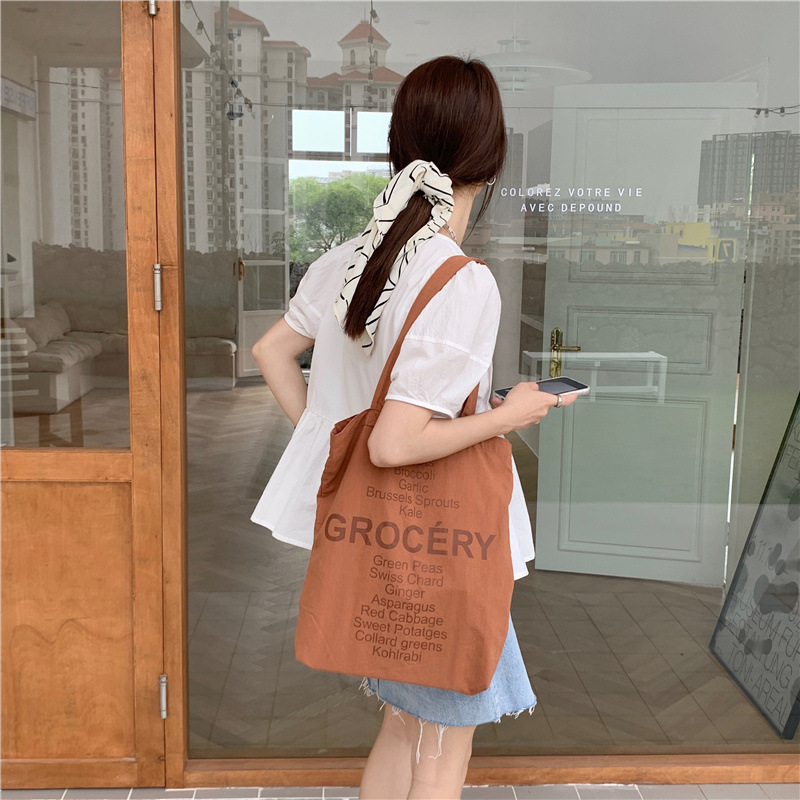 13231 Spring/Summer New Style female student canvas bag, single-shoulder rose pink letter printed casual fabric bag wholesale Specification drawing