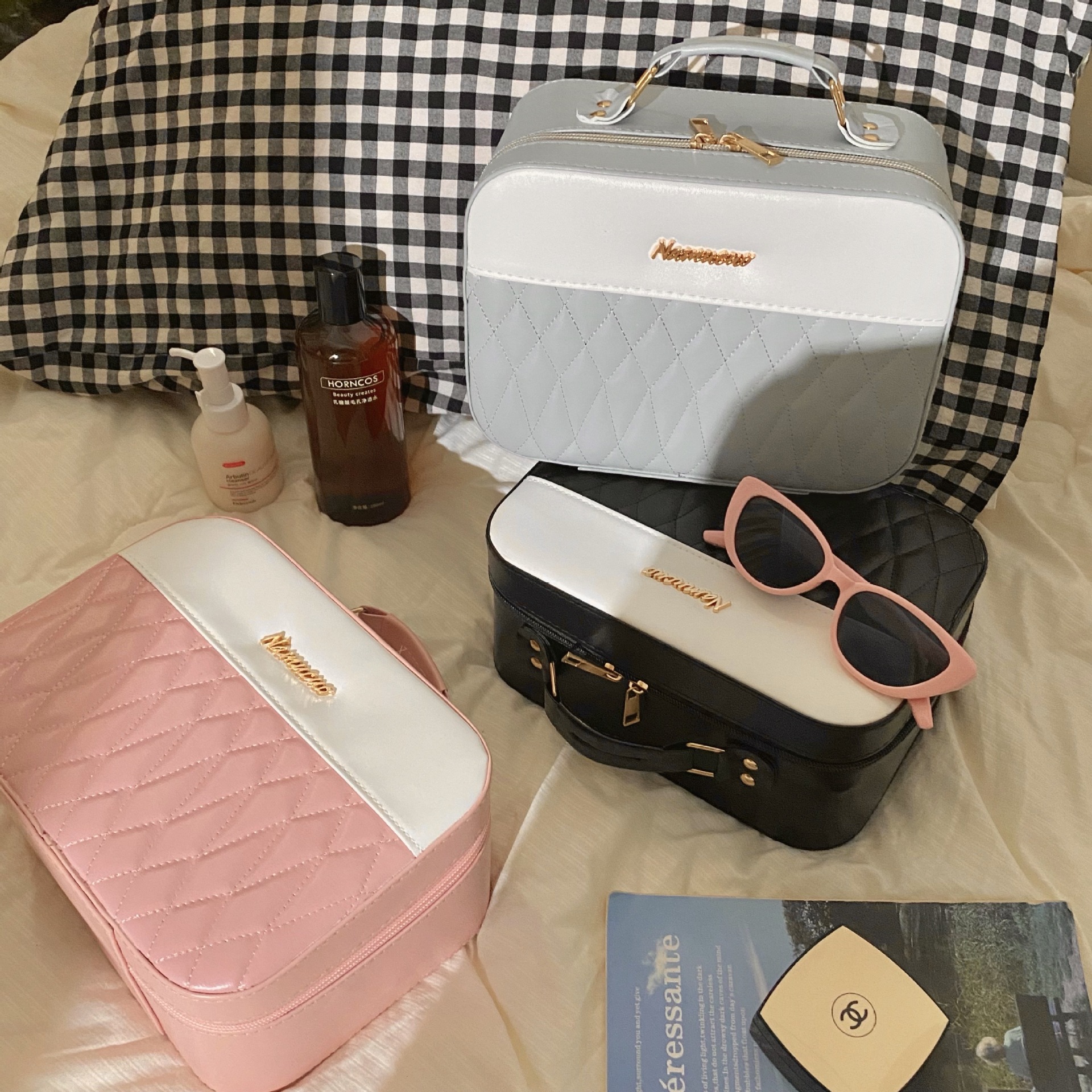 LED light makeup bag, hard makeup box, storage box, travel storage bag, new bestseller for women in 2024 for cross-border trade Specification drawing