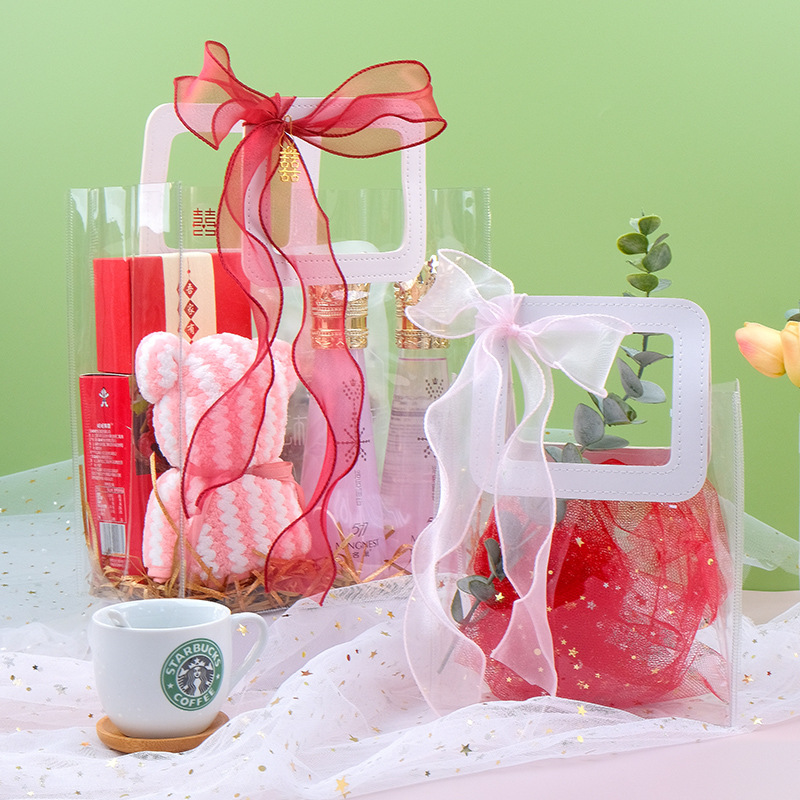 Plastic handbags, wedding candies, gift bags, PVC transparent hand-held bags, gift bags, transparent gift bags, PVC bags Application Scenario