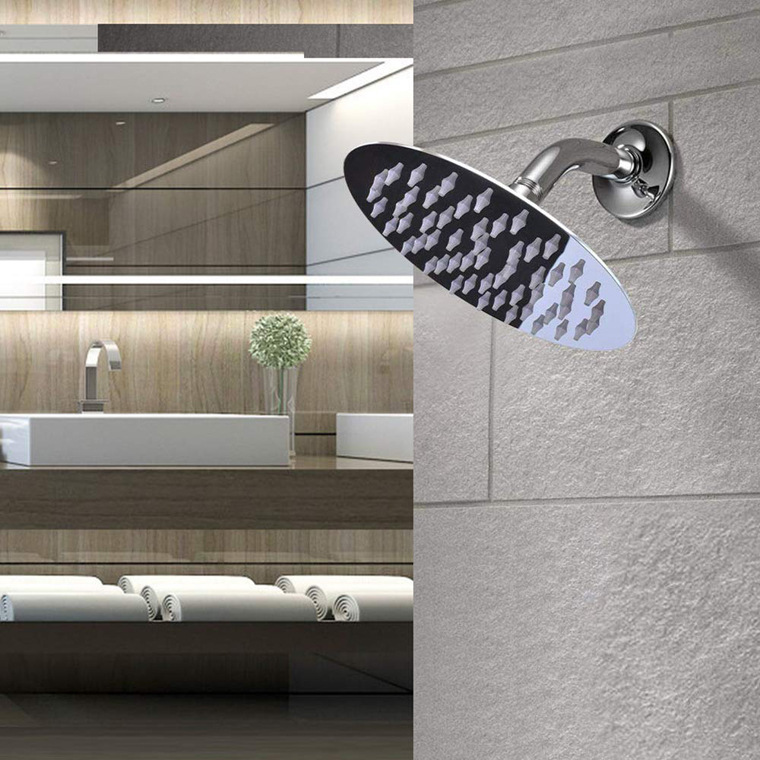 Amazon 6-inch and 8-inch stainless steel circular thin pressure-increasing water-saving mirror top shower heads for export full figure