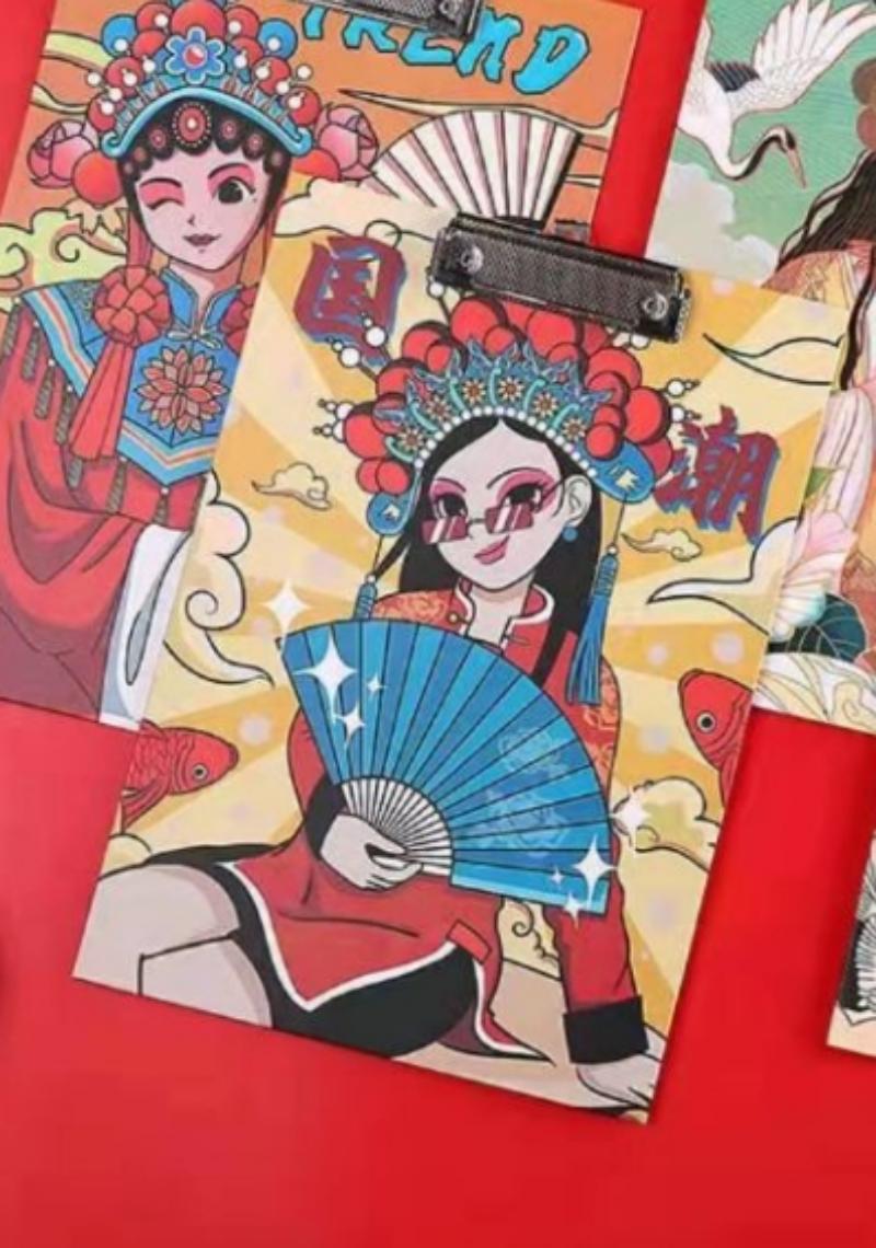 国潮风A4学生板夹文具写字垫板办公用品中国风古典文艺资料夹