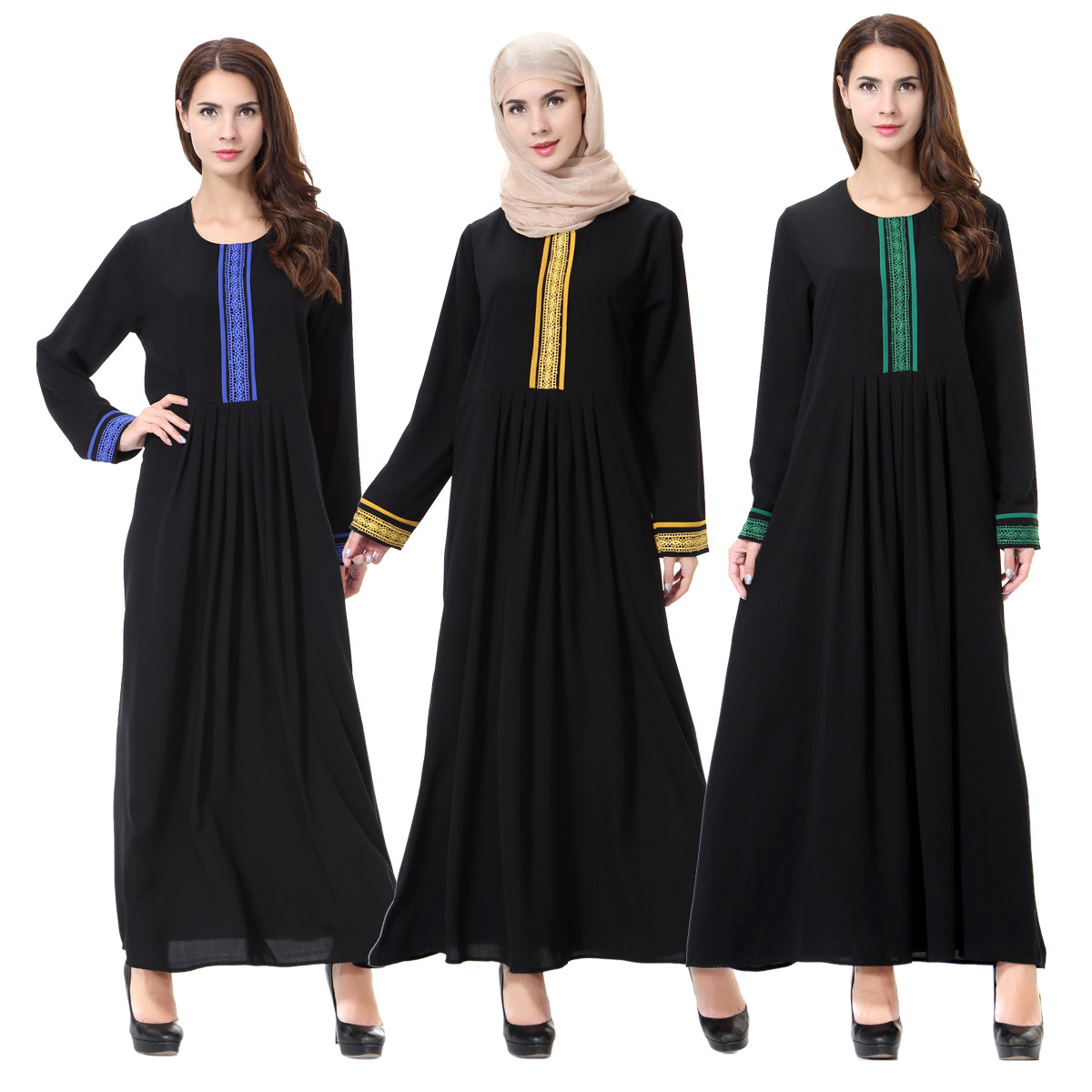 In stock: Middle Eastern women's robes, Arab Muslim women's dress, embroidered long style, Hui ethnic costume, abaya robes, women's style, hooded Muslim