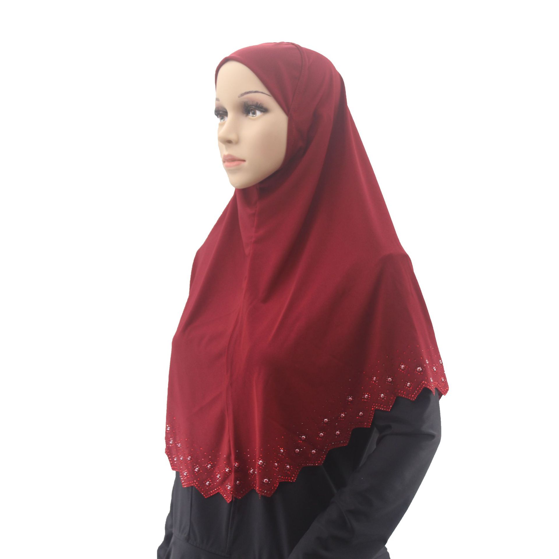 Crystal linen solid color adult daily work headscarf, Malay simple scarf hijab scarf Muslim headscarf details Picture