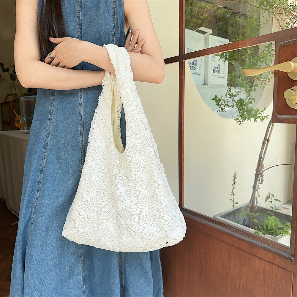 45134 Country-style women's bag, lace, gentle and ethereal in summer, large capacity single-shoulder bag, commuter underarm crossbody bag full figure