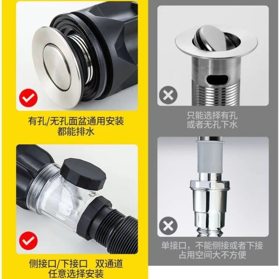 Washbasin accessories, kitchen telescopic pull-out drain pipe, sink drain, stainless steel drain pipe, anti-odor cover Application Scenario
