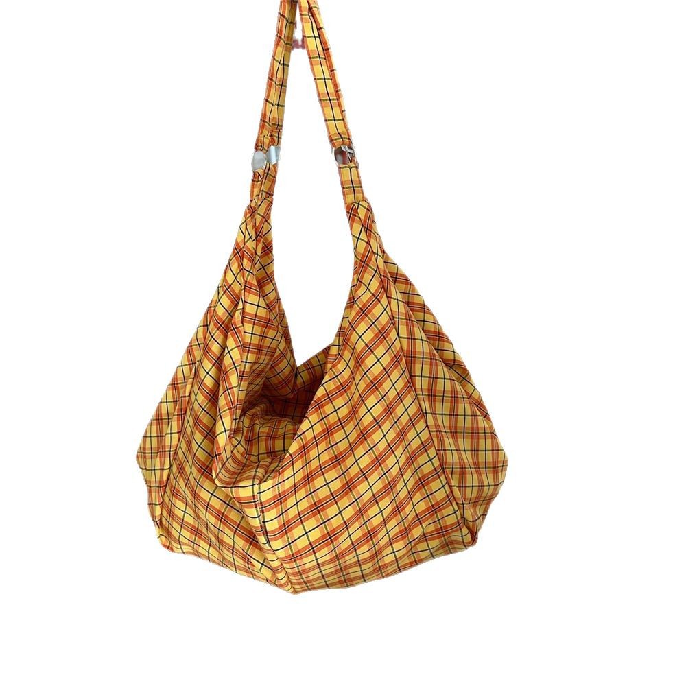 52231 Colorful checkered fabric Bag 2025 Model Large Capacity Casual and laid-back style single-shoulder underarm tote bag Item Picture