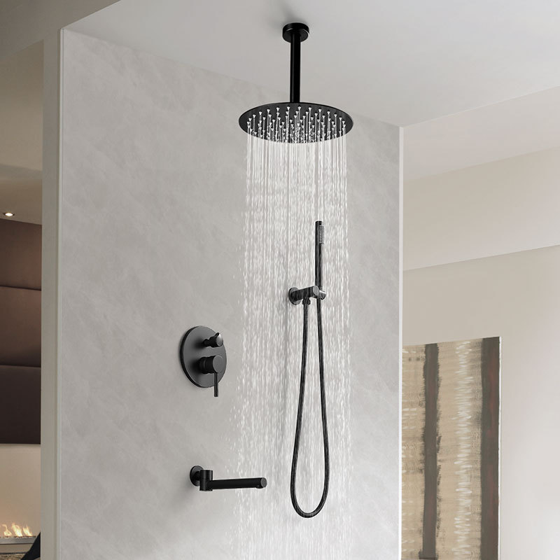 Black wall-mounted all-copper concealed shower head set, built-in wall-mounted hot melt bath set AL1053 Application Scenario