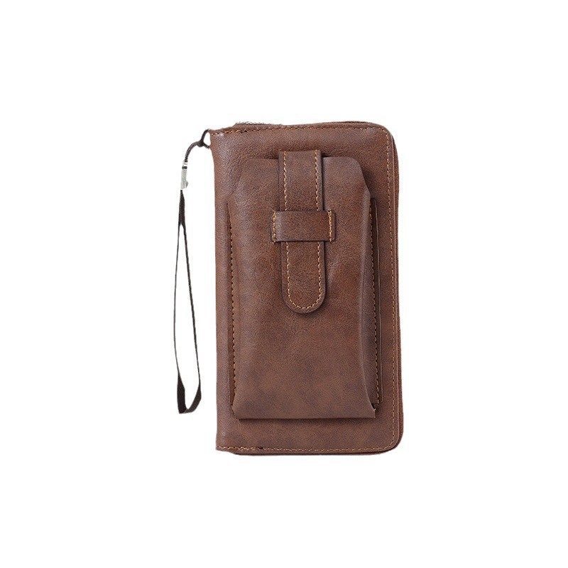 New men's clutch, coin purse, men's high-end solid color zipper wallet, men's mobile phone bag, genuine wholesale Item Picture