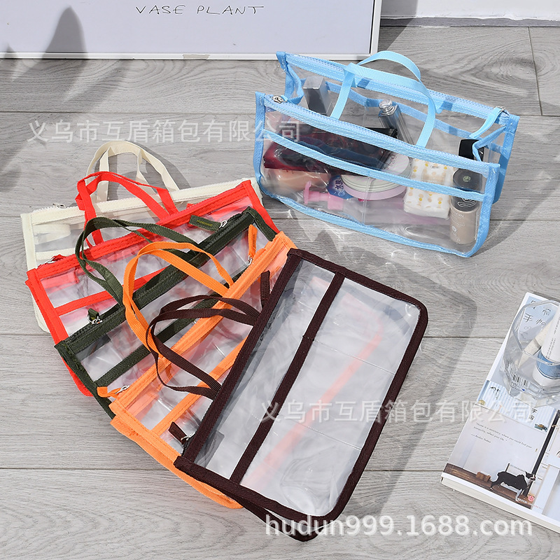 Hot-selling in-stock EVA transparent double-zipper toiletry bag, multi-functional waterproof handbag, backpack, cosmetic bag and storage bag Specification drawing