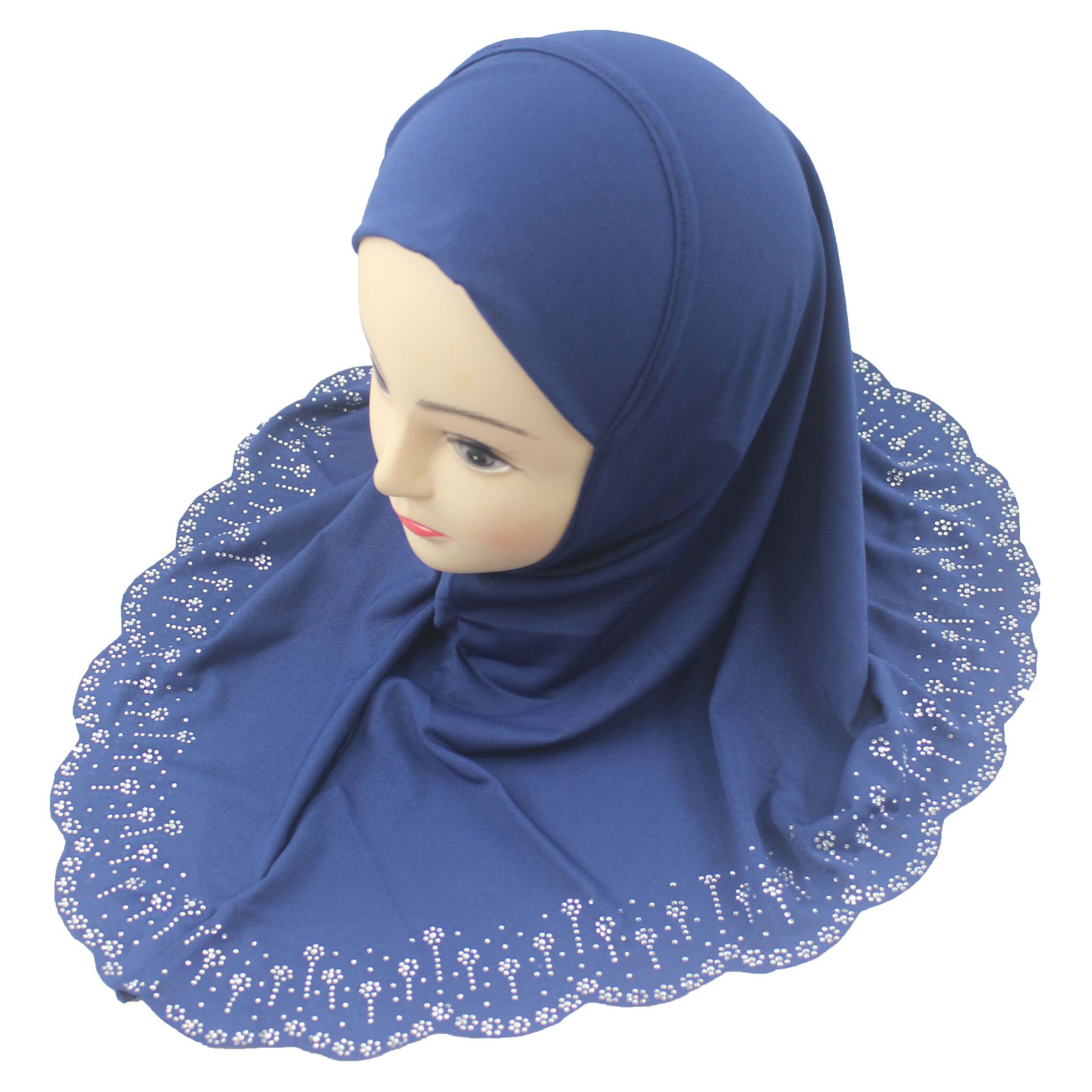 Flower-shaped fringed diamond hand-trimmed lace Malay headscarf, girls scarf Muslim headscarf