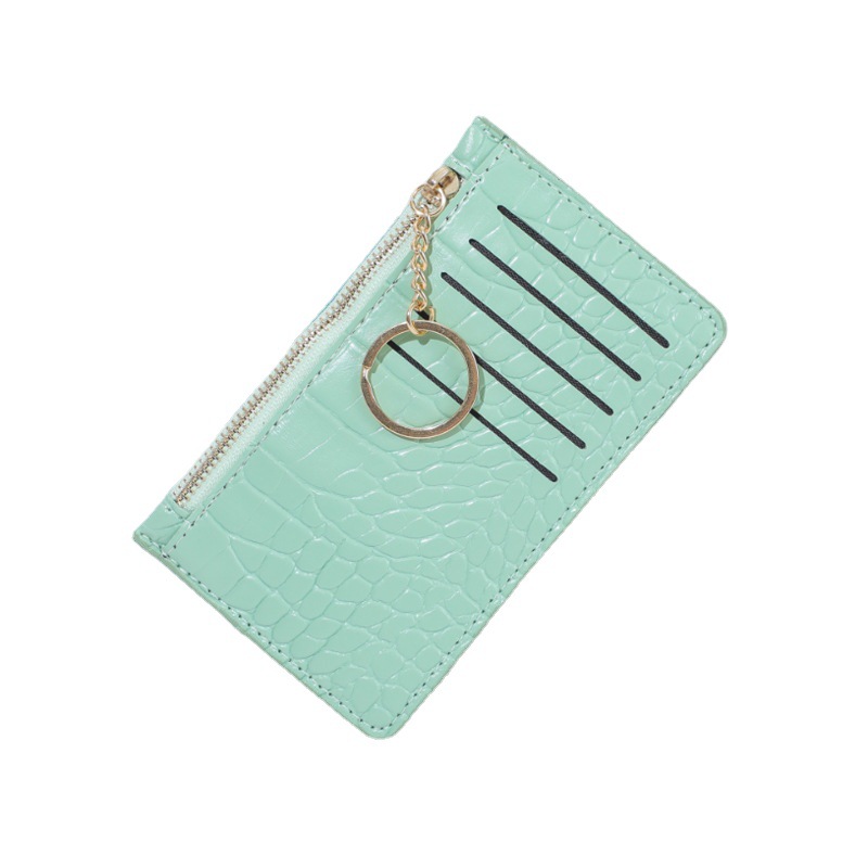 New crocodile-patterned women's card holder, card case, coin purse, and women's bag with multiple zippers and slots, featuring the company LOGO Item Picture
