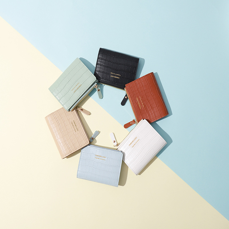 New wallet 2025 Summer card case leather texture solid color simple cross-border Wallet zipper coin purse wholesale details Picture