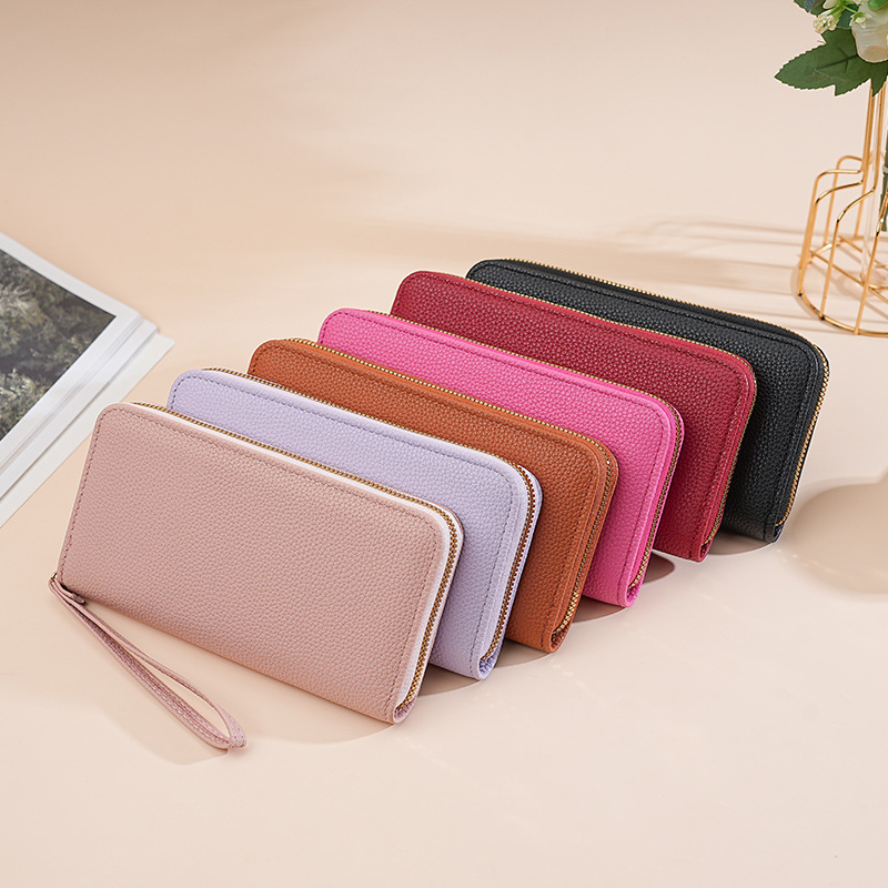 New lychee patterned long wallet for women, wrist clutch, large-capacity women's wallet, mobile phone case, Wallet Application Scenario