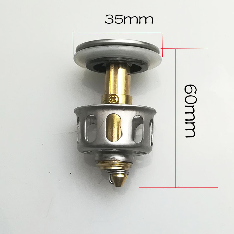 Brushed panel, all-copper bouncing core, stainless steel basket, washbasin drain accessory, washbasin drain plug Specification drawing