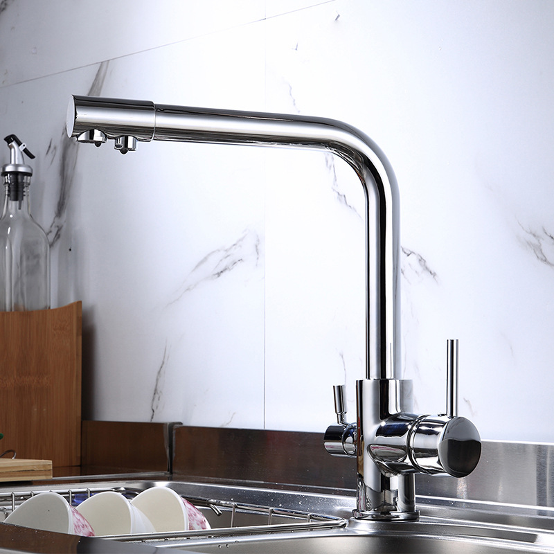 All-copper black spray-painted kitchen purified water faucet, sink, sink, rotatable double-handle double-hole faucet Application Scenario