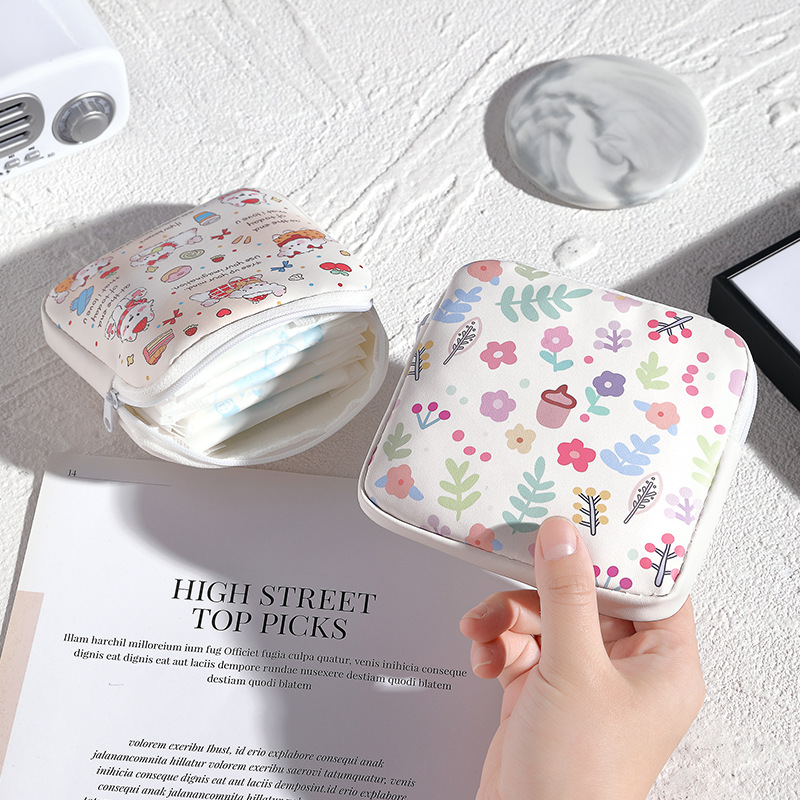 Cartoon data cable, lipstick storage, mini cosmetics, sanitary napkins, small bag, loose change, portable storage bag, cute Application Scenario