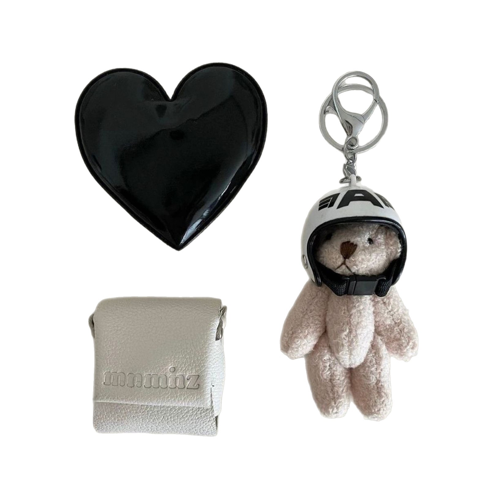 Motorcycle helmet, teddy bear plush pendant, Korean Instagram fan, niche keychain, couple bag pendant Item Picture