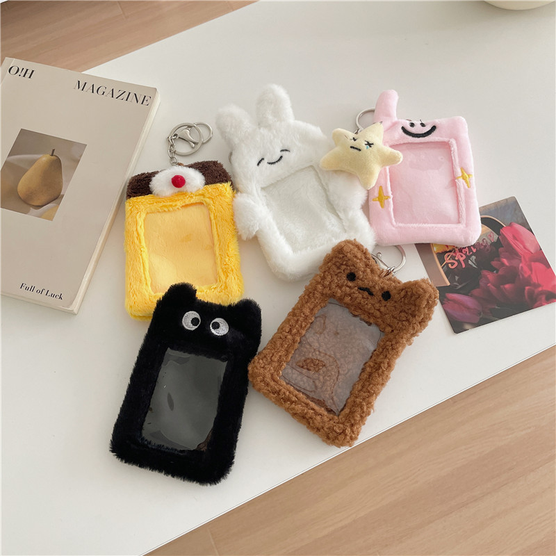 Original animal plush card case, Korean inS-style campus meal card, idol mini card photo display pendant keychain full figure