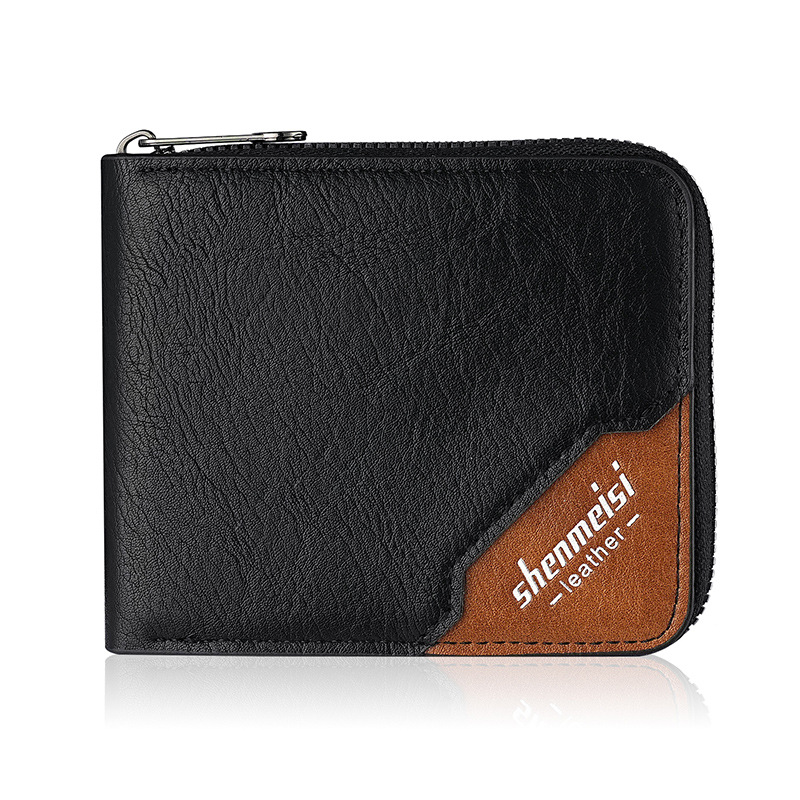 New men's wallet, fashionable and retro, large-capacity wallet, zipper bag, coin purse, men's short chain wallet Item Picture