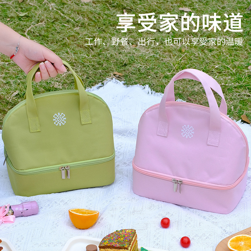 Wholesale of large-capacity insulated lunch boxes, portable lunch bags for students and office workers with meals, and aluminum foil thickened lunch bags details Picture