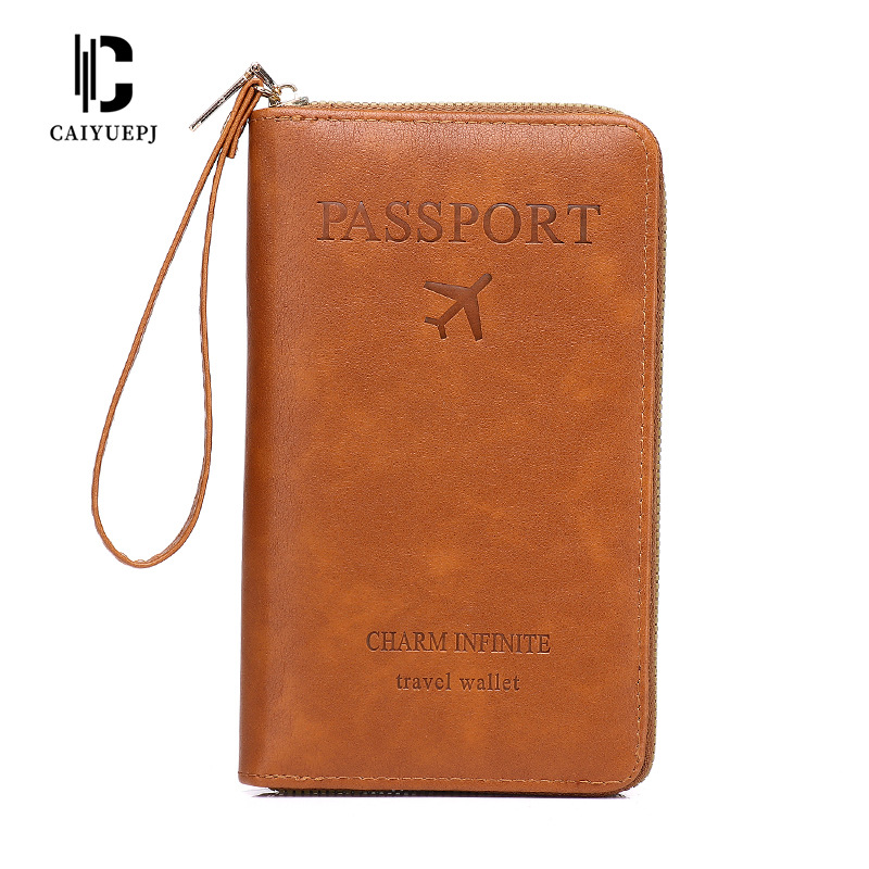 New passport bag, air ticket storage, document bag, zipper, long wallet, multi-functional travel passport holder for both men and women Item Picture
