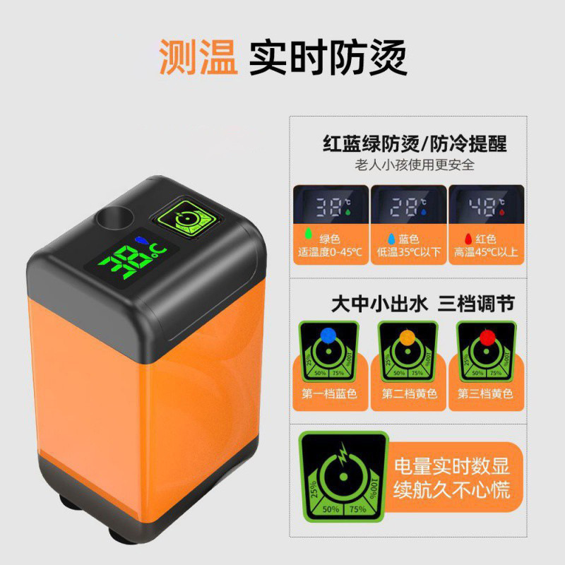 Simple electric shower heads for outdoor construction sites, dormitories, outdoor bathing wonders, and portable shower heads for rural households Specification drawing