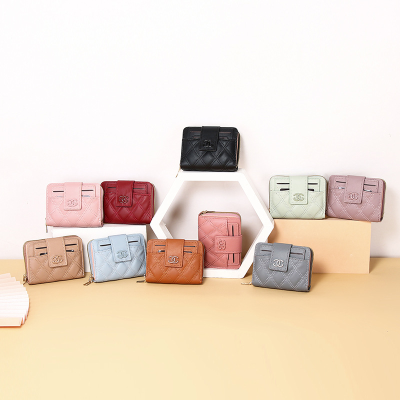 New card bag solid color coin purse 2024 Summer wallet Cross-border zipper women's wallet short style wholesale Specification drawing