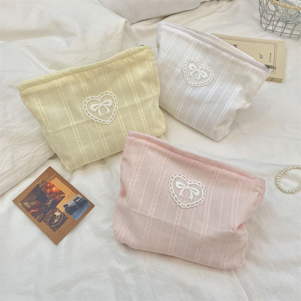 5331 Fresh color bow makeup bag, large-capacity storage bag, skincare product organizing bag, shopping clutch Specification drawing