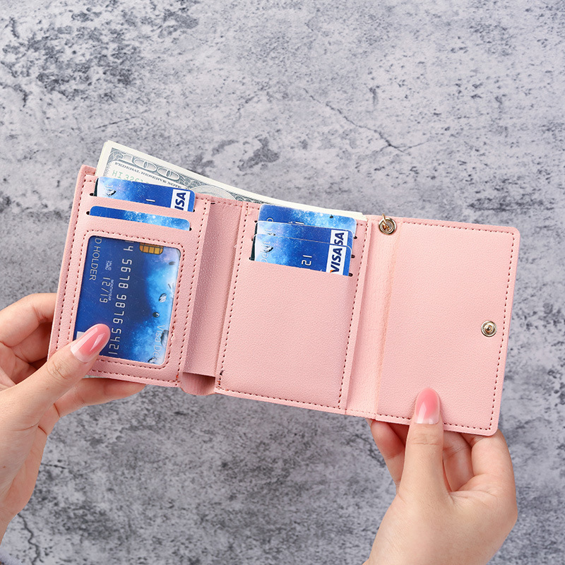 Factory direct sales of new cartoon cute wallets for women, 30% off short cat wallets for women, small wallets for girls, and simple wallets for women details Picture