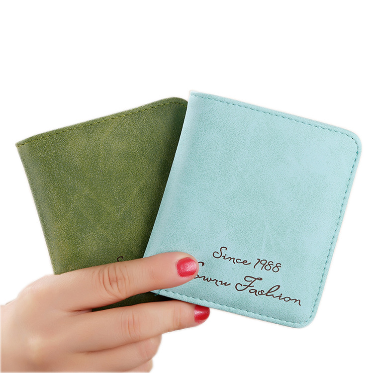 Factory direct sales: Women's folding short printed wallet, fashionable and simple, matte leather PU custom wallet details Picture