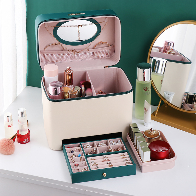 Factory custom-made color-blocked makeup boxes, dust-proof multi-functional layer nail art boxes, large-capacity toolboxes, and can be labeled with logos details Picture