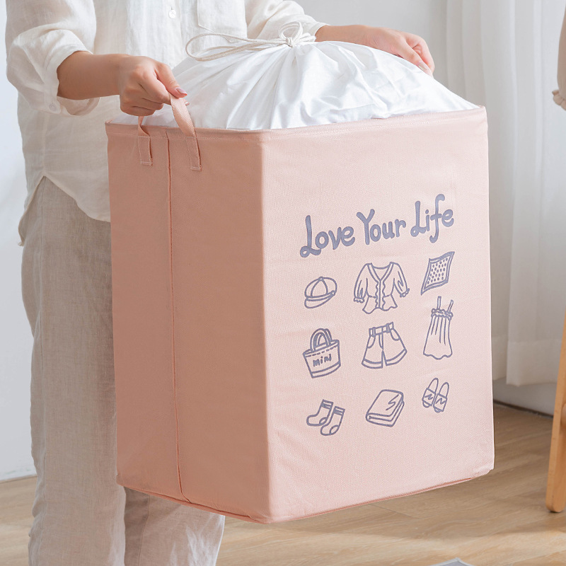 Giant fabric storage basket, waterproof and foldable storage box, drawstring opening dirty clothes basket, large clothes storage bag manufacturer full figure